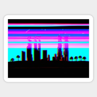 Cyan glitched city Sticker